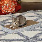Furhaven Scratching Board w/ Catnip for Indoor Cats, Reversible - Holiday Corrugated Scratcher Pad - Hanukkah Print, One Size