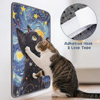 Sisal Cat Scratching Pad, Durable & Shedding-Resistant Wall Scratcher Mat for Indoor Cat, Kitten Art Print Scratching Mats for Carpet Couch Furniture with Adhesive Hook Loop Tape(24*16in)