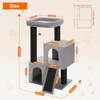 Cat Tree for Large Cats, 45" Heavy Duty Cat Tower with Dual Condos, 3 Thick Full Wrapped Sisal Scratching Posts(φ4.3), Spacious Padded Top Perch, Scratching Ramp and Toy Ball