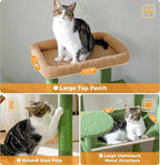 PETEPELA Floor to Ceiling Cat Tree [87"-100"] Height Adjustable, 5 Levels Cactus Cat Tower+56.3'' Tall Cat Tree for Indoor Cats, Cactus Cat Tower