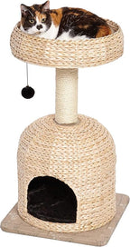 MidWest Homes for Pets Cat Tree |Scout Cat Furniture Cat Activity Tree w/Sisal Wrapped Support Scratching Posts & Dangle Play Balls, Woven Rattan & Script Small Cat Tree