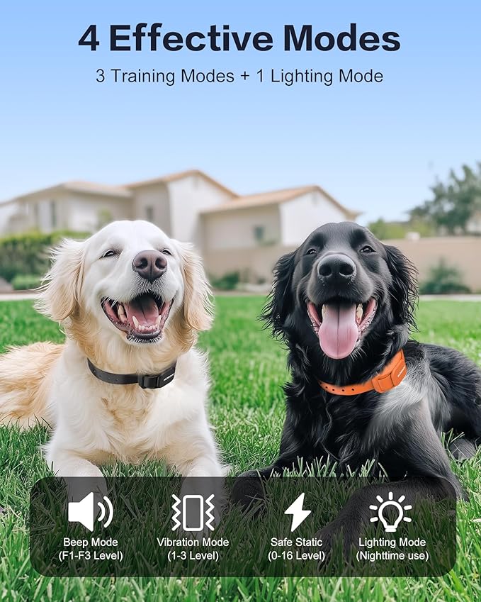 Jugbow Dog Shock Collar 2 Dogs - 4200FT Dog Training Collars with Remote for Large Medium Dogs, LED Light IPX8-Waterproof Rechargeable E-Collar with Beep (1-3), Vibration(1-3), Shock(0-16