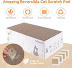 PatiencET 4 Pack Cat Scratch Pad with Box, Cardboard Cat Scratcher for Indoor Cats, Reversible Scratcher with Catnips Box Bed Desigh for Small Medium Cat Kitten, Scratching Board for Cats