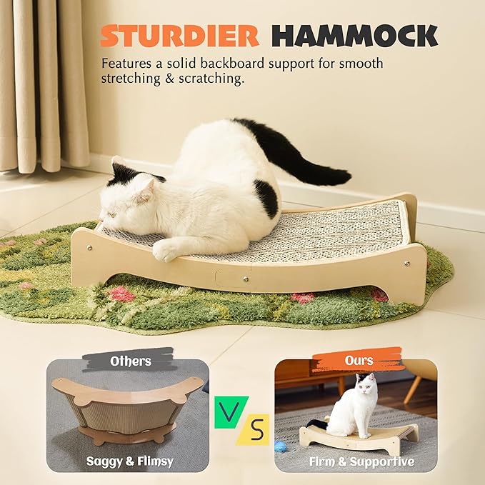 PETKARAY Sisal Cat Scratching Board, Curved Sisal Cat Scratcher, Large Indoor Kitty Scratch Pad, Heavy Duty Arc Lounge Bed for Kitten