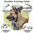 Adjustable Dog Collar, Pinch Collar for Dogs,Dog Training Collar for Small Medium Large Dogs,Metal Prong Collar with Comfort Rubber Tips (X Large, 4mm, 23.6-Inch)