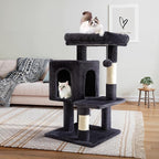 Allewie 29 Inches Cat Tree Tower/Plush Perches Platform/Condo/House/Sisal Scratching Posts/Multi-Level Activity Center Furniture for Kittens/Dark Grey