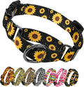Kazazoo Martingale Collar for Dogs with Quick Release Buckle Adjustable Soft Durable Dog Collar for Small Medium Large No Pull Training Dog Collars-Black Sunflower L