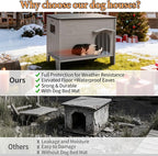 Large Dog House Outdoor with Dog Mat Weatherpoof Plastic Dogs Houses Indoor Waterproof Stray/Pet Dog Shelter Outside for Large and Medium Dogs