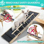 In hand Dog Ramp for High Bed with Safety Rails, Adjustable Foldable Pet Steps Ramp with Anti-Slip Pad, Assist Senior Arthritic, Injured, Small to Large Dogs to Climb Couch Bed Stairs Easily
