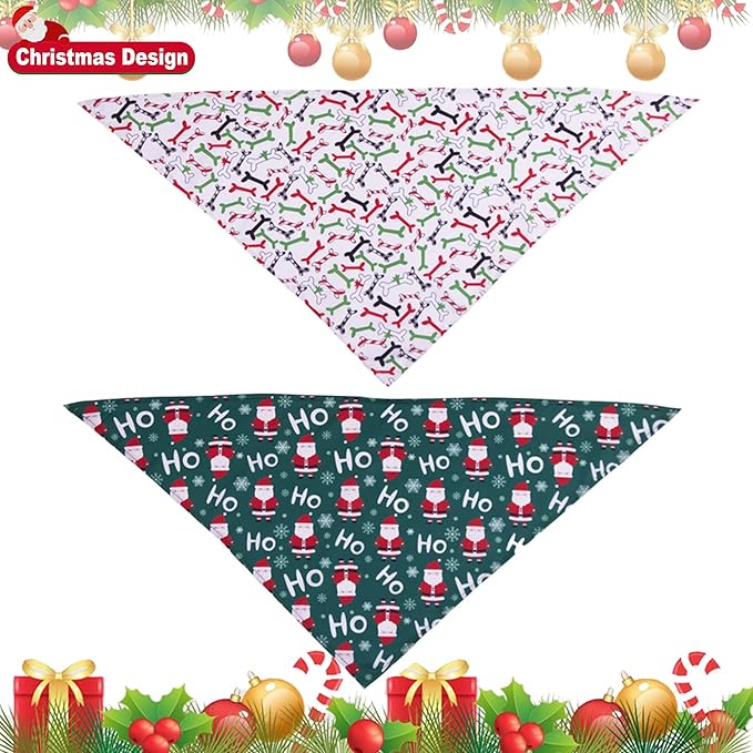 ADOGGYGO 4 Pack Dog Bandana Christmas Pet Scarf Triangle Bibs Kerchief Set Pet Christmas Costume Accessories Decoration for Large and X-Large Dogs (X-Large)