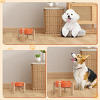 Elevated Slow Feeder Dog Bowl - Ceramic Maze Food Dish with Bamboo Stand - Raised Feeding Bowl for Fast Eaters - Ideal for Small and Medium Dogs - Orange - 6.7 inch