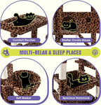 WEEWAY Cat Tree Tower for Indoor Cats,81'' Multi-Level Cat Furniture Activity Center,Stand House Condo Cave,Sisal Scratching Posts Ramps,Plush Perches Platforms Basket Hammock,Leopard Print