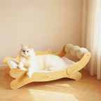 3-in-1 Cat Scratcher Bed for Indoor Cats Sisal Scratcher & Hammock Lounge with Solid Wooden Perch, No-Tip Stable Base for Large Cats, Durable Cat Scratch Pad & Cat Furniture (Easy Assembly)