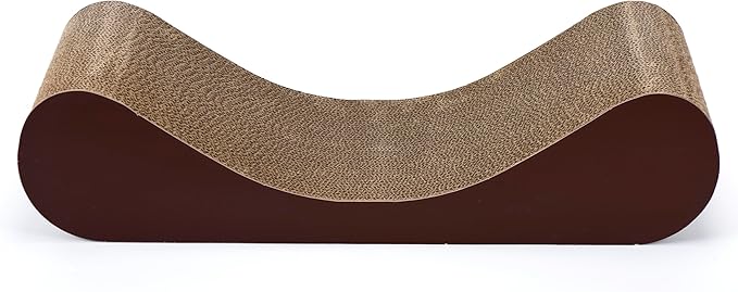 FluffyDream Cat Scratcher Cardboard, Scratching Pad House Bed Furniture Protector, Infinity Shape, Curved (Brown, Bone)