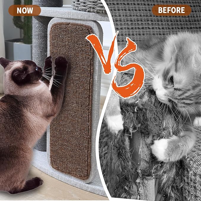 Modern Cat Tree for Indoor Cats, 50'' Multi-Level Cat Tower for Large Adult Cats, Sturdy Heavy Duty Design with 8 Sisal Scratching Posts 1 Board, Semi-Enclosed Condo, Space Capsule Perch