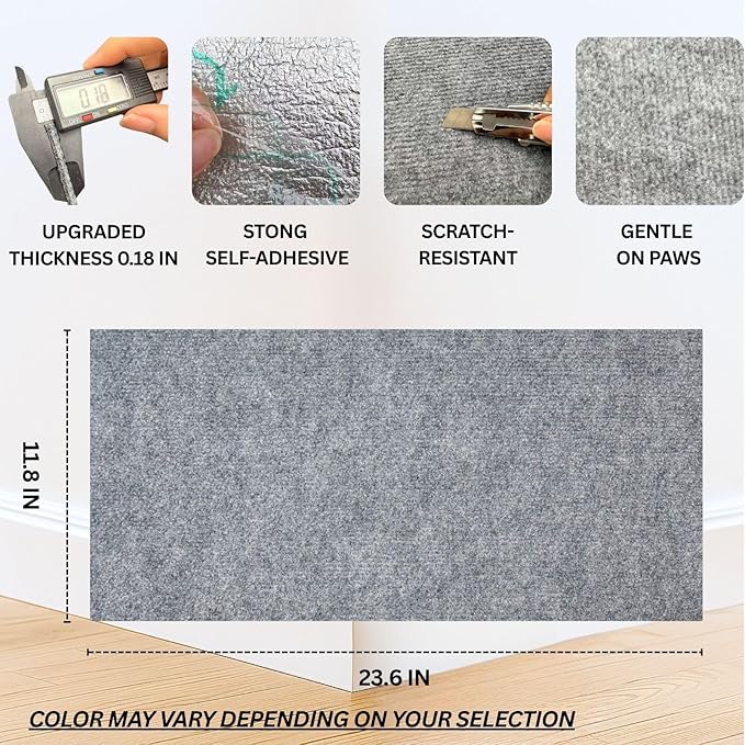 Cat Scratch Mat (5 Pack), 23.6’’ x 11.8’’ Wall Corner Scratcher, Versatile Self-Adhesive Replacement Easy Use for Cat Trees, Cat Wall Furniture, Scratching Posts, and Couch Protection (Black)