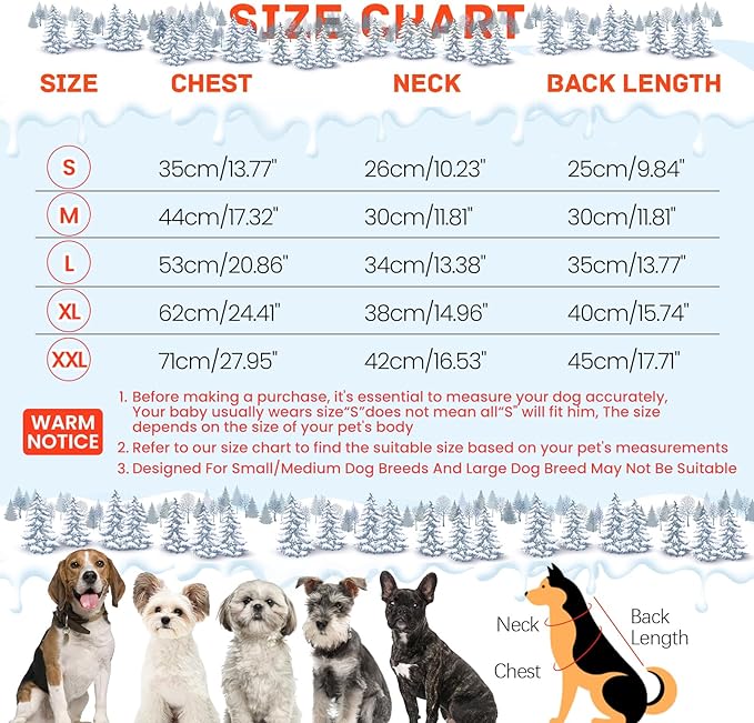 BRKURLEG Small Dog Winter Coat with Harness Built in, Orange Winter Dogs Jackets, Fullbody Dog Coat, Dogs Snowsuits Reflective Windproof Cold Weather Coats, Pet Warm Fleece Coats, XL