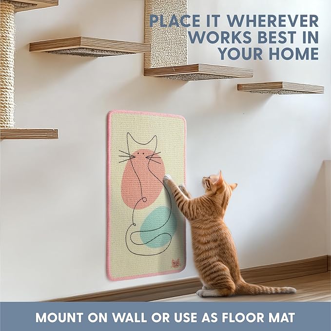 The Cat Ladies Scratching Poster - Wall Scratcher Pads - Scratch Mat Art Print for Indoor Cats - Furniture, Couch, and Carpet Protector - Wall Mounted or Floor Sisal Scratchers