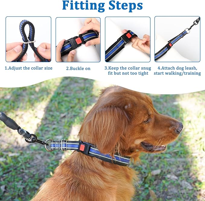 Mayerzon Martingale Collar for Dogs, No Pull Dog Collar with Reflective Strip for Small Medium Large Dogs, Anti Pulling Dog Collar with Buckle for Walking Training, Safe for Night Walk(Blue, S)