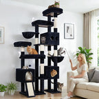 Globlazer 82" Extra Large Cat Tree for Big Cats, Heavy Duty Cat Tree for Multi-Cat Household, Maine Coon Cat Tree with 3 Condos, 2 Hammocks, 3 Perches & Scratching Board, S82D, Dark Gray