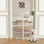 Full Metal Freestanding Dog Gate with Door, 36''Height Foldable Pet Dog Fence for Indoor & Outdoor, 2 Panels Extra Wide Free Standing TallDog Gates for Doorways,House,Stairs,Porch,Deck,Yard