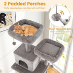 PETSITE 81 Inches Tall Modern Cat Tree, Multi-Level Cat Tower with Sisal Scratching Posts, 2 Private Condos, 2 Hanging Jingling Ball, Hanging Sisal Rope, 2 Top Perches, and Multiple Jumping Platforms
