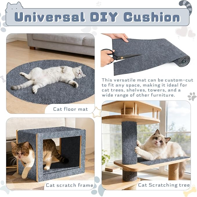 24"X12" Cat Scratch Furniture Protector, Anti Scratch Couch Protector from Cat Claws, Self-Adhesive Cat Scratching Pads, DIY Couch Cat Scratcher for Corner Sofa Wall & Door (Gray)