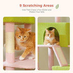 Flower Cat Tree Tall 70.8" for Adult Indoor Cats, 8-Levels Large Cat Tower with 8 Sisal Posts, 2 Hammocks, 2 Condos, Big Perch & 3 Pom Poms for Multi-Cats Household – Carpet Pink