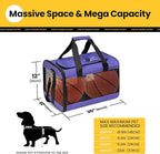 Dog Carrier Soft Sided, Large Cat Carrier with Inner Safety Leash, Pet Transport Carrier for Large Cats and Medium Dogs up to 20 Lbs, Collapsible Travel Puppy Carrier Bag -Purple L