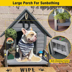 Aivituvin Dog House Outdoor Anti-Chewing Large Dog Log Cabin Weatherproof Outside Puppy Cage Indoor Dog Kennel