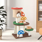 Mushroom Cat Tree, Multi-Layer Cat Tower with 2 Condos & Platforms, Cat Activity Center with Full-Wrapped Sisal Posts, Sisal Scratching Boards & Interactive Balls for Indoors (40.5")