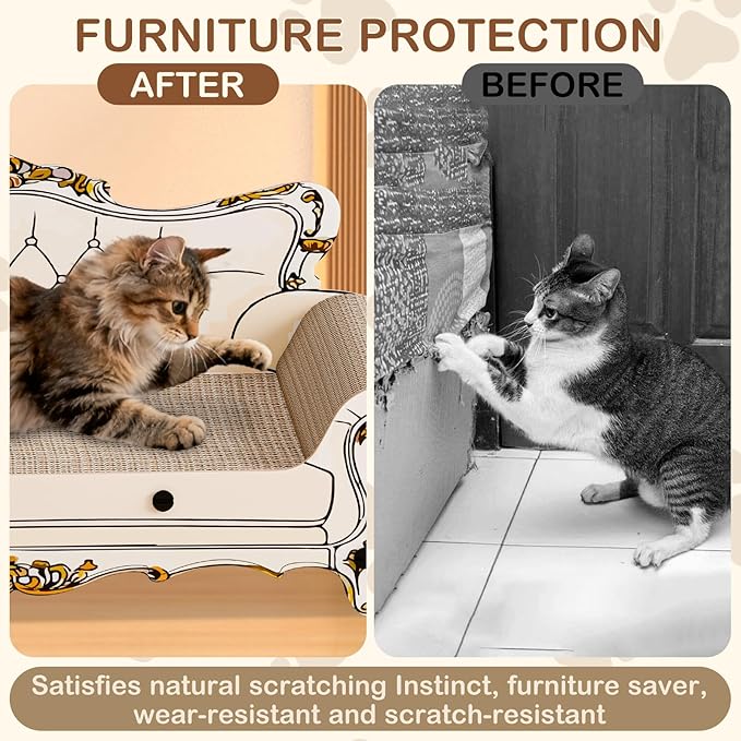 Cat Scratcher Bed,Sofa-Shaped Cat Scratcher Couch, Large Luxury Durable Cardboard Sofa Scratcher Pad Furniture Protector for Indoor Cats Scrach,Rest and Play,23.6 Inches,Beige