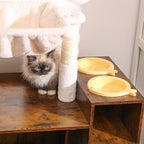 Hey-brother Cat Tree with XL Litter Box Enclosure, All-in-one Cat Tower for Indoor Cats with Large Hammock, Bed, Food Station, Scratching Posts, Modern Style Pet Furniture, Rustic Brown MPJ101SR