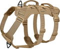 OneTigris Escape Proof Dog Harness, No Pull Dog Harness with Handles, Tactical Multi-Use Support Dogs Harnes for Large Dogs Everyday Wear Walking Hiking Training (Brown, Large)