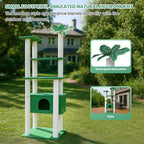 66.5 Inches Tall Outdoor Weatherproof Cat Tower, Multi-Level Cat Tree, Large Cat Condo with PVC Board and Cat Scratching Posts, for Outside and Indoor Cat Houses
