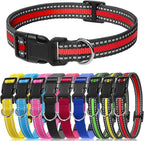 PetJoy 3-Pack Dog Collar - Quick-Release Buckle & D-Rings - Reflective Multi-Color (R/Y/G) - Adjustable 8-27" for Most E-Collars - Durable Waterproof Nylon