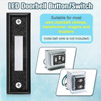 Saillong 2 Pieces Lighted Doorbell Button, Wall Mounted Garage Door Opener Switch with LED Light Compatible with Most Wire Doorbell Chimes, Transformer, Ringer, Buzzers (Black,White Light)