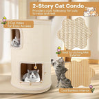 Tangkula Cat Tree Tower, 60 Inch Multi-Level Modern Wooden Cat Tower with 2-Story Condo, Sisal Scratching Posts & Mat, Perch, Hammock, Washable Plush Cushion for Indoor Cats Large Adult