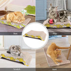 PrimePets Cat Scratcher Lounge 2-Pack, Reversible Wave Cat Scratch Pad for Scratching, Sleeping & Playing, Durable Corrugated Cardboard Cat Bed for Kittens & Small Cats, Includes Catnip