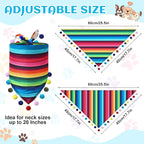 2 Pcs Mexican Dog Bandana Cinco De Mayo Fiesta Dog Costume Summer Mexican Pet Triangle Bib Adjustable with Pom Poms for Small Medium Pets Cats