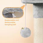 Yaheetech Cat Tree, Multi Level Climbing Tower for Indoor Cats, Pet Activity Center Scratching Post Indoor Furniture Bed with Basket for Kittens, Light Gray