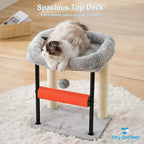 Hey-brother Cat Tree, Cat Scratching Posts with Bed, Sturdy Tower with Fully Sisal-Wrapped Columns and Plush Toy Ball for Indoor Kittens, 18.9 inches, Light Gray MPJ010SW