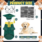 5 Pcs Dog Graduation Costume Set Include 2026 Pet Graduation Gown with Stole Puppy Grad Cap Lensless Glasses DIY Letter Stickers for Dogs Cats Holiday Costume Accessory(Green Yellow,L)