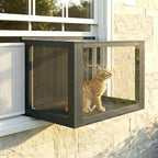 PawHut Cat Window Box Catio, Outdoor Indoor Cat Enclosure with Clear Panels, Universal Window Perch for Wall 25"–41", Catio for Indoor Pet Sunbathing, Napping & Overlooking