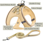 Dog Harness with Leash Set, No Pull Adjustable Reflective Step-in Puppy Pet Vest Harnesses for Small Medium Large Dogs and Cats,Beige M