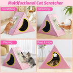 Upgraded Cat Scratcher House, 3 in 1 Foldable Sisal Cat Scratcher, Double-Sided Usability, Durable Cat Furniture for Cats to Play, Scratch, and Sleep