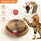 Collapsible Cats Cardboard Scratcher, Interactive Cat Toys for Indoor Cats, Scratch Pad Shape Shifting Ball Track with Bell, Magic Organ Cat Toy for Chase & Scratch Paw Easter Toys for Kitties Paw