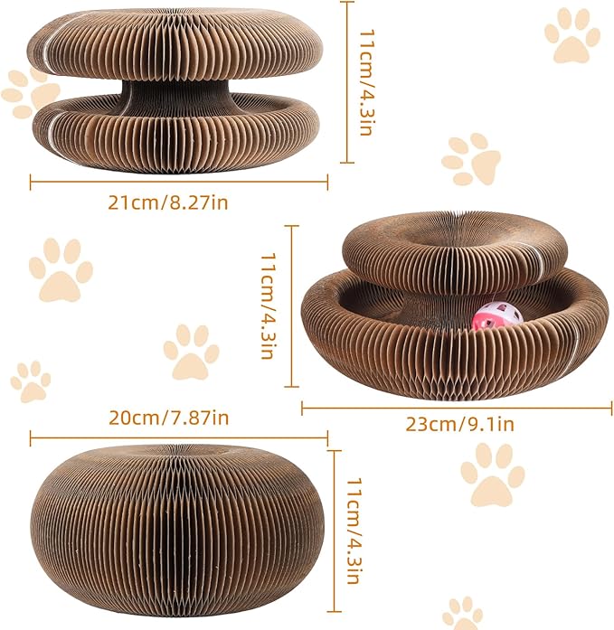 Accordion Magic Organ Cat Scratcher Board for Indoor Cats, Cardboard Cat Scratch Toy with Ball,Interactive Mental Physical Exercise Cat Toy