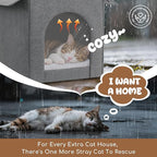 Outdoor Cat House Weatherproof, Insulated Cat Houses for Outdoor/Indoor Cats for Winter, Waterproof Feral Stray Cat Shelter with Door Curtain and Warm Cushion, Easy to Assemble, Grey