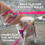 Plutus Pet Adjustable No Pull Dog Harness with Leather Accents, Heavy Duty Reflective Nylon Vest for Training, Hiking, Easy Walk Harness for Small, Medium, Large Dogs (Hot Pink, XL)